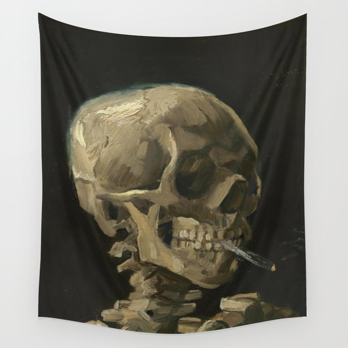 Skull of a Skeleton with Burning Cigarette - Vincent van Gogh (1886) Wall Tapestry