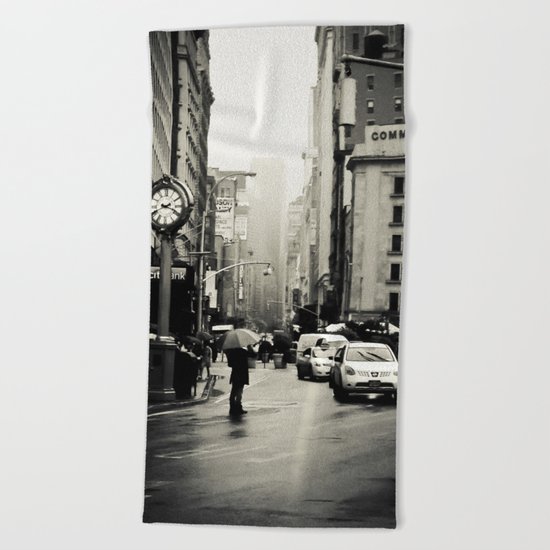 New York City - 5th Avenue in the Rain Beach Towel