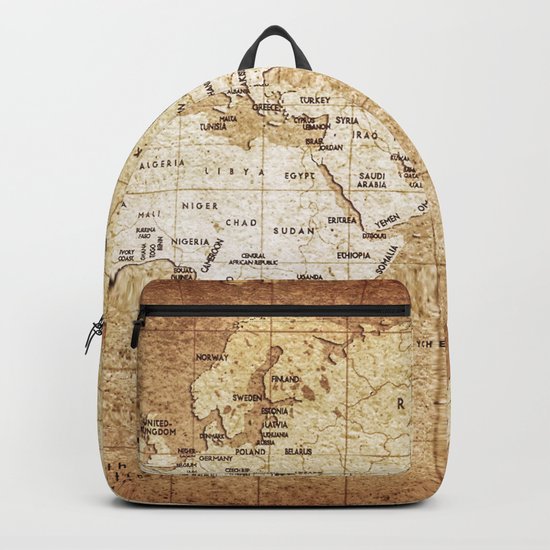 Vintage Map Pattern Backpack