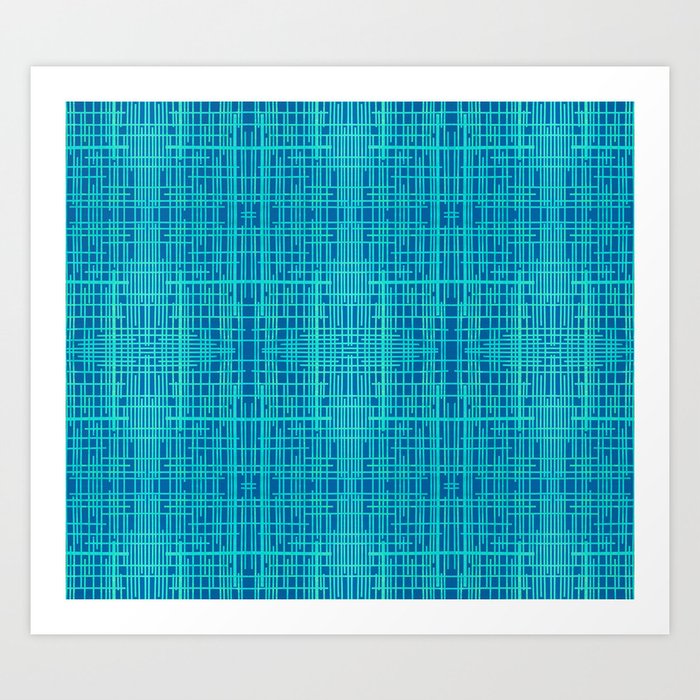 Lines Pattern Blue Teal Art Print