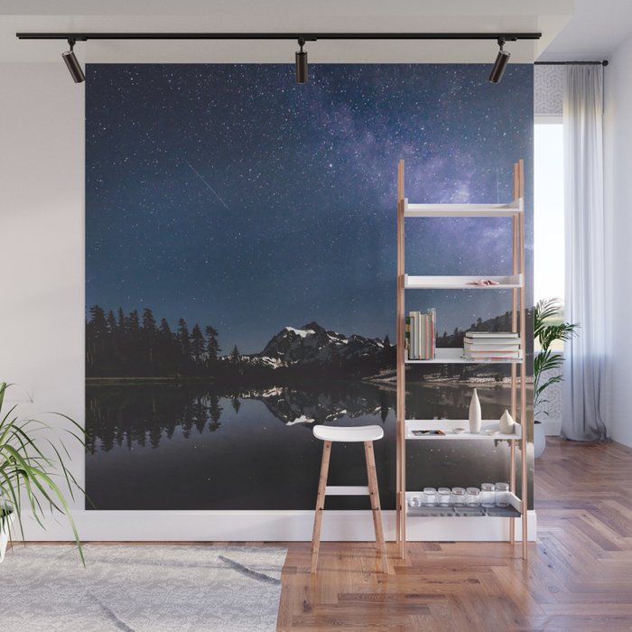 Summer Stars - Galaxy Mountain Reflection - Nature Photography Wall Mural