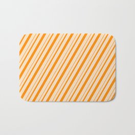 [ Thumbnail: Bisque and Dark Orange Colored Lines/Stripes Pattern Bath Mat ]