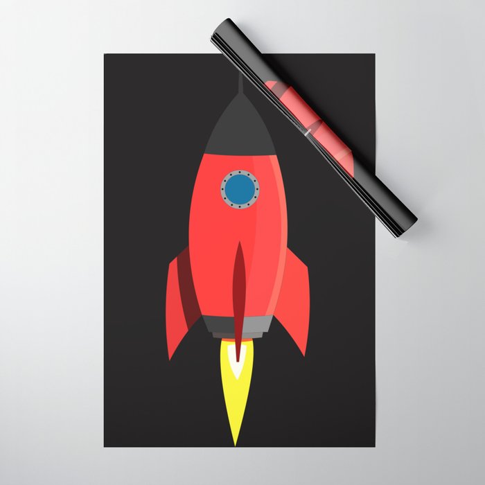 Red Space Rocket  Wrapping Paper
