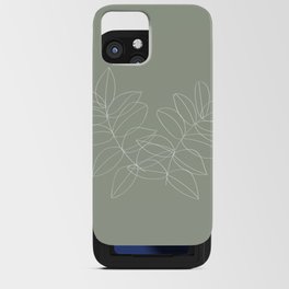 Boho Sage Green, Decor, Line Art, Botanical Leaves iPhone Card Case