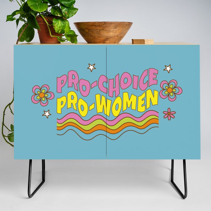 Pro-Choice Groovy Typography Blue Credenza