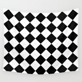 Black and White Argyle checks pattern. Digital Painting Illustration Background Wall Tapestry