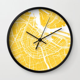 Amsterdam, Netherlands, City Map - Yellow Wall Clock