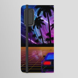 Neon landscape: Synthwave horizon & car [synthwave/vaporwave/cyberpunk] — aesthetic poster, retrowav Android Wallet Case