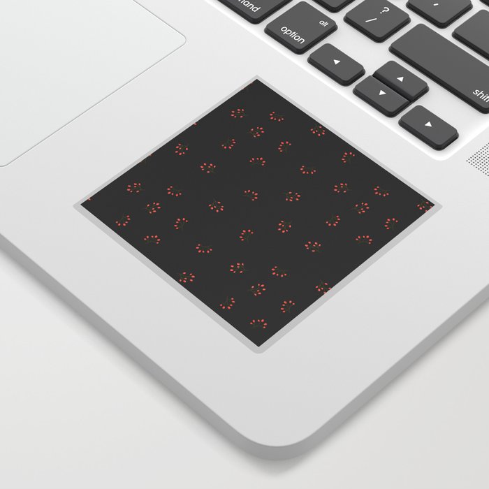 Branches With Red Berries Seamless Pattern on Dark Grey Background Sticker