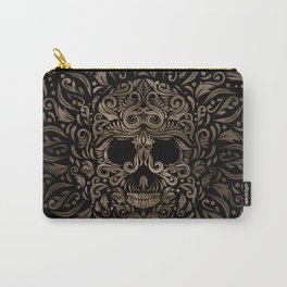 Sugar Skull Ornament Black and Gold Carry-All Pouch