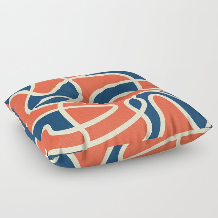 Messy Scribble Texture Background - Blue and Orange Floor Pillow