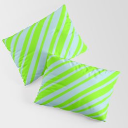 [ Thumbnail: Powder Blue & Chartreuse Colored Lined/Striped Pattern Pillow Sham ]