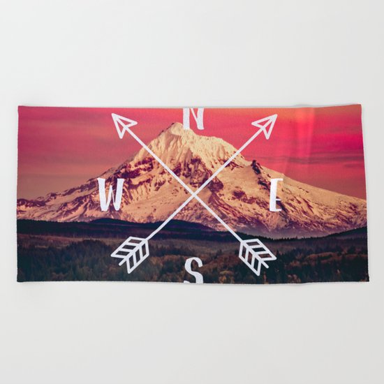 Snowy Mountain Compass Beach Towel