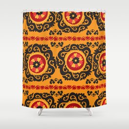 Colorful traditional asian carpet embroidery motifs pattern Shower Curtain