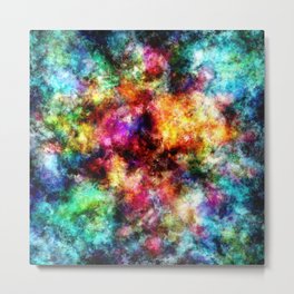 Galaxy Metal Print | Pigment, Mixing, Turquoise, Glow, Merging, Reds, Painting, Glowing, Blue, Cloudy 