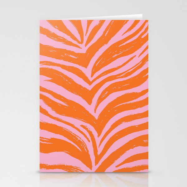 Bright Pink and Orange Tiger Stripes - Animal Print - Zebra Print  Stationery Cards by SquirrelCoffeeDesign | Society6