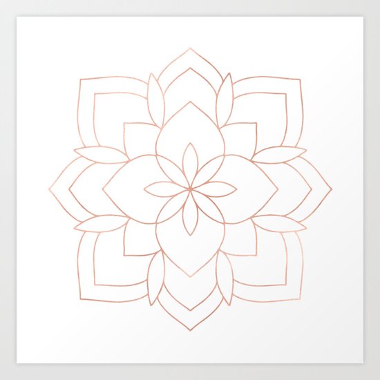 Mandala Rose Gold Pink Art Deco Art Print