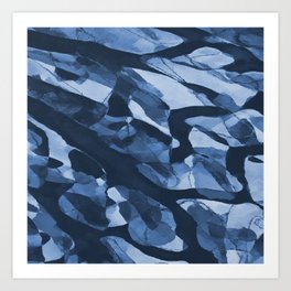 Turning Tides | Indigo Dark Blue Watercolor Abstract Art Print