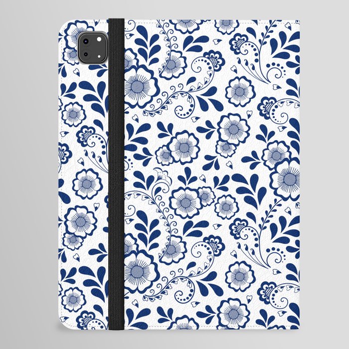Blue Eastern Floral Pattern iPad Folio Case