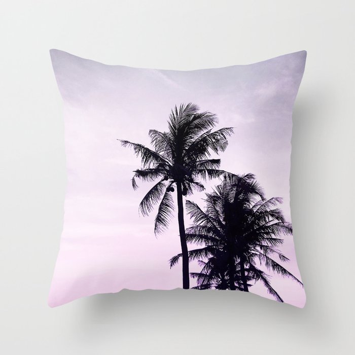 Palms On The Beach Ultra Violet Pink Purple And Black Throw
