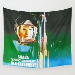 Gagarin - Soviet vintage space poster [Sovietwave] Wall Tapestry