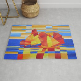 Sailing on the Seven Seas so Blue Cubist Abstract Rug
