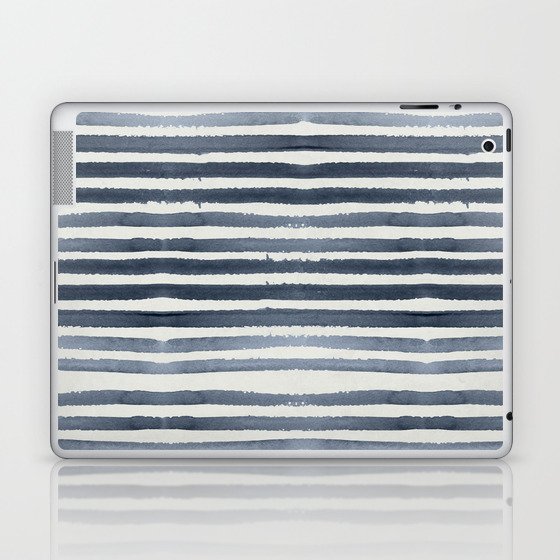 Simply Shibori Stripes Indigo Blue on Lunar Gray Laptop & iPad Skin