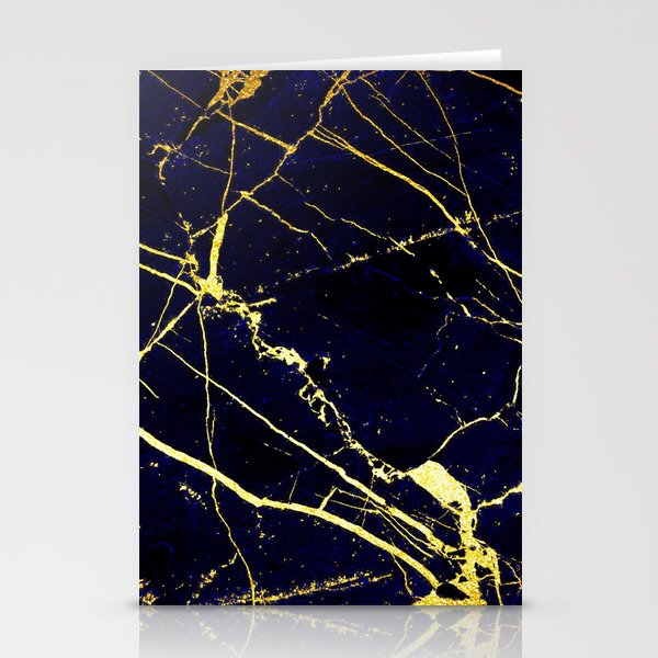 BlueBlack-Gold Marble Galaxy Impress Stationery Cards