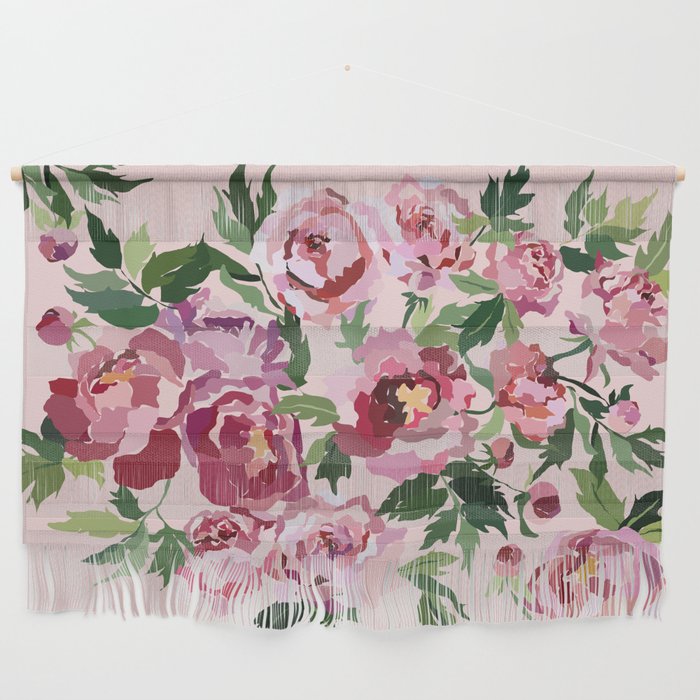 Romantic peony pastel pink background Wall Hanging