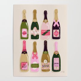 French Champagne Collection – Pink & Green Poster