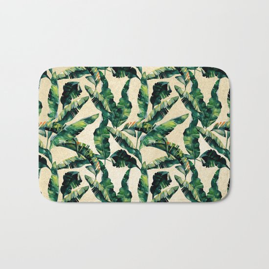 Banana Leaf Pattern Linen Bath Mat