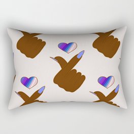 Finger Heart Repeat - Violet Rainbow Rectangular Pillow