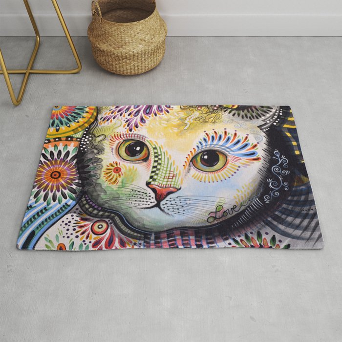 Lucy ... Abstract cat pet animal art Rug