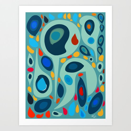 Blue Abstract Pattern sealife Art Print