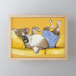 Boxer Dog in Boxers Framed Mini Art Print