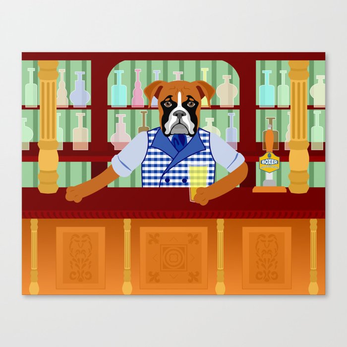 Boxer Dog Beer Pub Canvas Print
