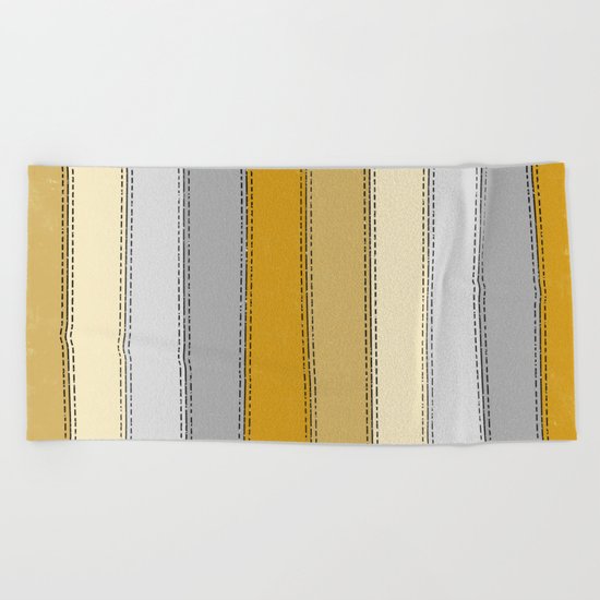 Yellow Lines Beach Towel