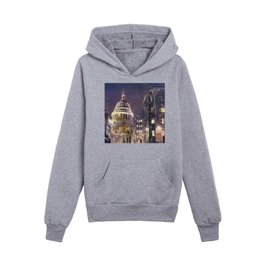 St. Paul's Cathedral at night in the city of London, England.  Watercolor painting London Kids Pullover Hoodies