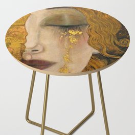 Golden Tears (Freya's Heartache) portrait painting by Gustav Klimt Side Table