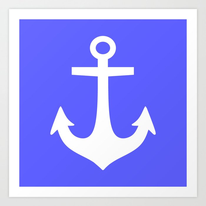 Anchor (White & Azure) Art Print