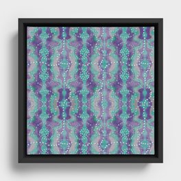 Teal and Purple boho pearls Framed Canvas