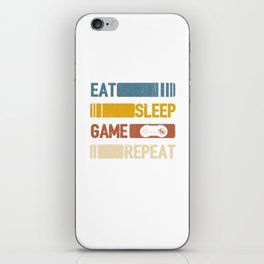 Video Game Eat Sleep Game Repeat Funny Vintage Retro Distressed Styled Unisex Shirt iPhone Skin