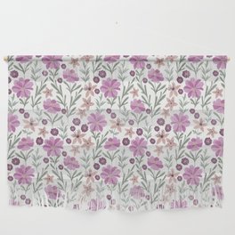 Watercolor pink lavender green burgundy floral Wall Hanging