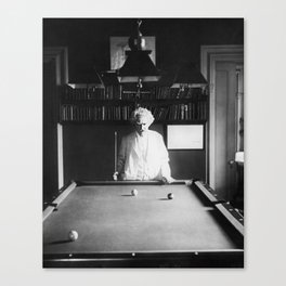 1891 Mark Twain playing billiards, pool black and white vintage photograph / photography Canvas Print