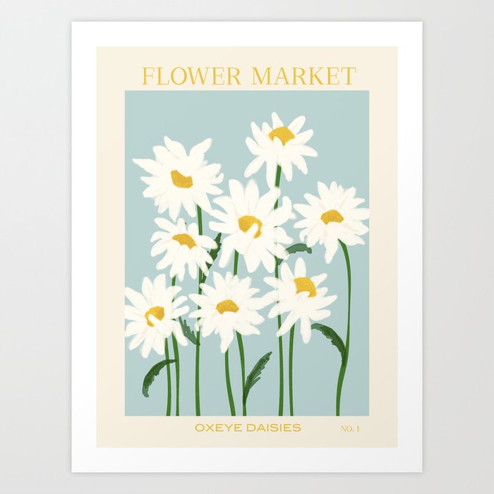 Oxeye daisies Gale Flower - Society6 | Print Art by Market Switzer