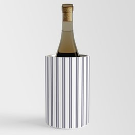 Navy Blue and White Narrow Vertical Vintage Provincial French Chateau Ticking Stripe Wine Chiller