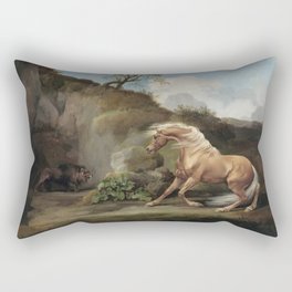 Horse Frightened by a Lion Rectangular Pillow