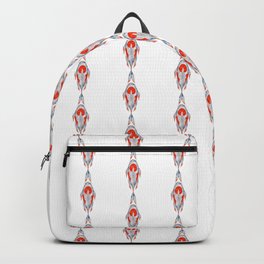 Koi fish/stripes white background/grey/orange  Backpack