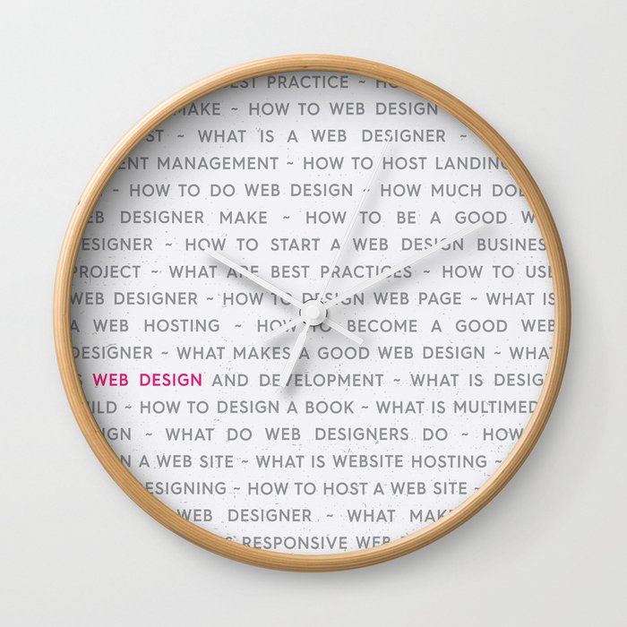 Web Design Words Poster Wall Clock