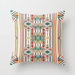 Ikat geometric folklore ornament. Ethnic pattern. Border ornament. Native american design, Navajo. Mexican motif, Aztec ornament Throw Pillow